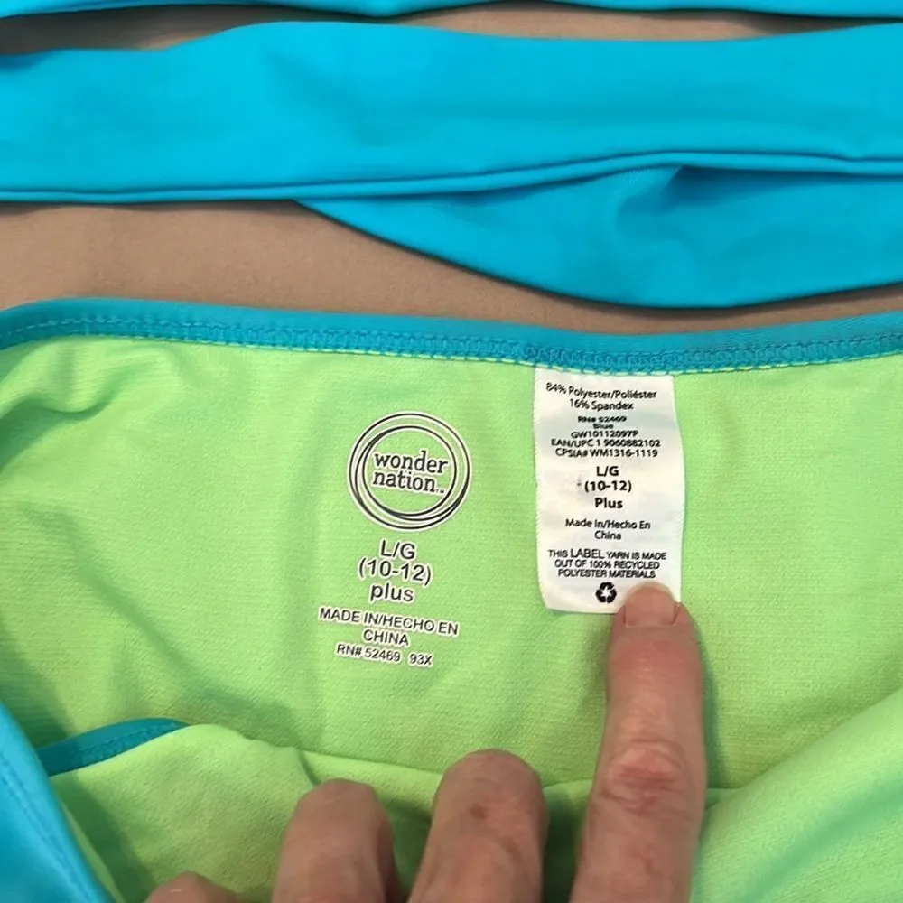 Wonder nation old navy girls szL beautiful turquoise 2 piece bathing suit GUC